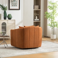 Fauteuil d'appoint moderne surdimensionné rembourré pivotant à 360°, 3 coussins, en chenille capitonnée, forme citrouille, pour salon