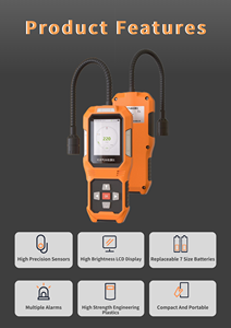 ODM เครื่องตรวจจับแก๊ส CH4เชื้อเพลิงแบบพกพาเครื่องตรวจจับแก๊ส Figaro เซ็นเซอร์เสียงเตือนการสั่นสะเทือนแบบพกพาเครื่องตรวจจับแก๊สรั่ว - Product Image 4