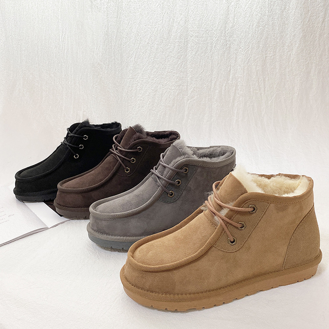 In Stock Men's Sheepskin Boots Wool Lined EVA Midsole Crepe Outsole Winter