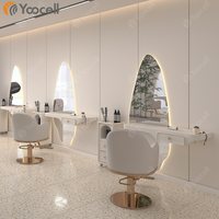 Yoocell – meuble de salon de beauté de luxe, table de miroir irrégulière de salon de coiffure avec rangement