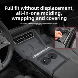 Pour 2025 BYD Qin LEV : Ensemble de tapis de console centrale antidérapants en silicone avec protection de charge sans fil |   Doublures pour porte-gobelets - Product Image 4