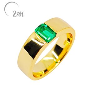 UM Jewelry Modern 925 <b>Silver</b> <b>Emerald</b> Cut Zircon <b>Ring</b> 18K Gold Plated Unisex Daily Wear Wedding Anniversary Gift Party - Product Image 1