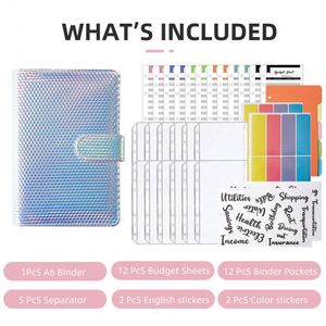 Wholesale Colorful Loose-leaf Office Notebook, Glitter A6 Budget Binder Luxury with Cash <b>Envelopes</b> Budget Binder Planner - Product Image 3