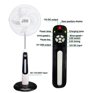 พัดลมชาร์จไฟได้พร้อมโลโก้สั่งทำพิเศษ 12V พร้อมแบตเตอรี่ ไฟ LED สำหรับรีโมทคอนโทรล ระบบสั่น สำหรับใช้ในบ้าน กรณีฉุกเฉิน ตั้งแคมป์ พัดลมพลังงานแสงอาทิตย์ T300A Te - Product Image 3
