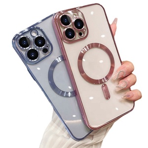 Fashion Electroplated Magnetic Cell Phone Cover Shockproof <strong>Safe</strong> <strong>Mag</strong> for 12 13 14 15 16 <strong>Pro</strong> Max &amp; XR XS Max Mobile Case - Product Image 2