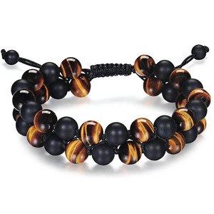 Premium Adjustable Tiger Eye Hematite <b>Beads</b> Unisex <b>Bracelet</b> Stylish Trendy Design Natural Energy Stone Essential Oil 19-30cm - Product Image 3