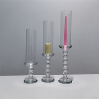 Élégant Porte-Bougie en Cristal Transparent avec Abat-Jour en Verre pour Table de Mariage, Fête d'Anniversaire, Décoration de la Maison