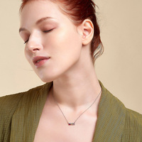 Collier Pendentif Tendance AN086, Cadeau Saint-Valentin, en Argent Sterling 925, Zircon Coloré Pavé, Pendentif Géométrique pour Femme