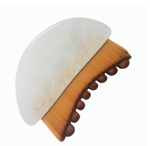 Brosse de massage faciale pour le remodelage du visage, avec manche en cristal blanc, outil de massage lymphatique, resserrement de la peau, Gua Sha, brosse nettoyante pour les pores - Product Image 1