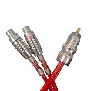 Câble audio rouge haute teneur en cuivre 2R-2R avec 1 connecteur mâle et 2 connecteurs femelles nickelés, adapté aux amplificateurs - Product Image 6