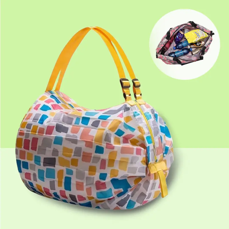 Wholesale Foldable Tote Bag Portable Printing Folding Shopping Grocery Tote Bag Oxford Folding Shopping Bags
