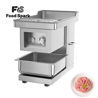 Machine industrielle automatique de découpe de viande en acier inoxydable pour boucherie, idéale pour la viande de bœuf, de porc et de viande congelée.