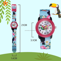 Jam tangan hewan Quartz Analog elegan kartun jam tangan anak bergaya casing baja pita gesper tersembunyi pita PC mode Dial olahraga