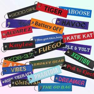 Custom Embroidered <b>Key</b> <b>Chain</b> Red Tag Flights Promotional Gifts Fabric Embroidery Keychains Woven Keychain - Product Image 5