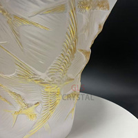 Vase Hirondelles Moyen Or Luxe Inspiré de Paris Vase à Fleurs Décoratif avec Logo Personnalisé & Boîte Cadeau