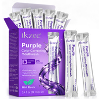 Ikzee Marque Privée 20 Sachets Bain de Bouche Menthe Violet Blanchiment des Dents Correction de la Couleur Rafraîchit l'Haleine Soutient la Santé des Gencives