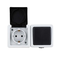 Interruptor de botón a prueba de agua IP54 1 Gang 2 Gang Enchufe de pared estándar europeo Material de PC ABS de alta calidad para exteriores