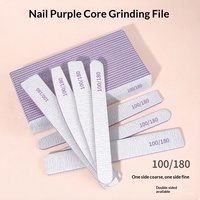 Lime à ongles double face ultra-fine violette, non abrasive, pour ponçage et polissage, outil de manucure, vente en gros fabricant