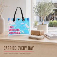 Sac de plage transparent imperméable en PVC scintillant, sac fourre-tout tendance à ouverture facile pour les vacances et les stations balnéaires, vente en gros