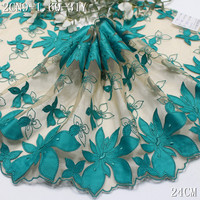Fleur personnalisée avec broderie en dentelle satinée, garniture en dentelle Oeko Tex 23 cm, tissu en dentelle noire brodée de luxe pour lingerie haut de gamme