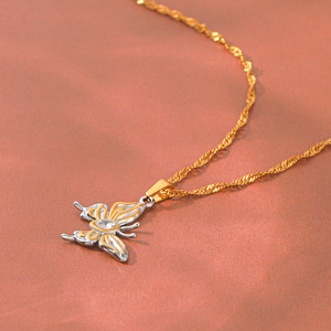 Anti Tarnish Stainless Steel Colorful Zircon Butterfly Pendant <b>Necklace</b> <b>Delicate</b> Women Party Gift Jewelry - Product Image 4