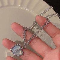 Collier pendentif goutte d'eau en forme de cœur tendance Y2K, cristal rose, Egirl, doux, cool, chaîne claviculaire, bijoux esthétiques