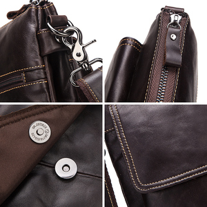 Sacoche Messager Classique Rigide en Cuir Véritable pour Homme, Grande Capacité pour Ordinateur Portable, avec Fermeture Éclair, Portable, de Luxe - Product Image 5