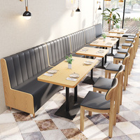 Combinaison Table et Chaises de Restaurant Moderne pour Hamburgerie, Plateau Réglable, Cuisinière à Induction en Bois Massif, Usage Commercial