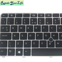Clavier d'ordinateur portable rétroéclairé pour HP EliteBook 745 G3 840 G3 848 G3 819876-031 836307-031 avec pointeur et cadre argenté