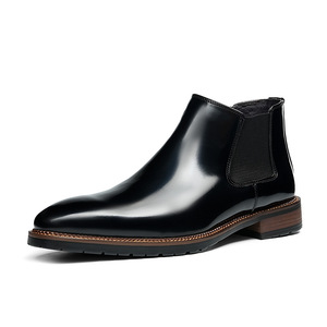 Bottes carrées pour hommes de style rétro britannique décontracté et élégant, bottes de cheville formelles de haute qualité pour les affaires - Product Image 1