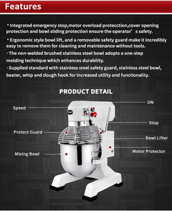 15L thương mại điện bánh và bột trộn thép không gỉ đứng/Bảng Loại với dây roi trộn bát phụ kiện - Product Image 2