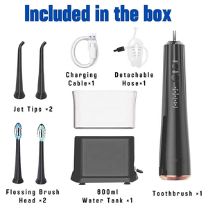 <span class=keywords><strong>Brosse</strong></span> à dents électrique portable 2 en 1 <span class=keywords><strong>et</strong></span> irrigateur buccal 600ml Réservoir IPX7 4 modes de nettoyage Fil <span class=keywords><strong>dentaire</strong></span> à poils moyens - Product Image 6