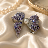 Broche Papillon HB en Perle d'Eau Douce Blanche de Grade AAA, Plaqué Argent de Luxe, Bijou Élégant pour Femme, Épingle de Revers pour Mariage et Vêtement