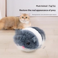 Mainan Tikus Interaktif Getar dengan Tali Tarik untuk Kucing, Mainan Berburu Kucing dari Bahan Plush yang Aman untuk Anak Kucing