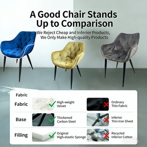 Sedia da Pranzo Moderna in Stile Nordico con Schienale in Tessuto per Soggiorno, Cucina, Poltrona in Velluto per Uso Domestico e Alberghiero - Product Image 1