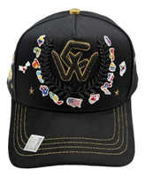 Topi Bisbol Bordir Peta Bendera Multi-Negara Logo W Berhias Berlian Imitasi, Topi Hard Crown Hitam Cup 2026, Bintang Emas, Grosir