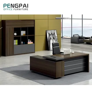 Customized Director Office Room L Shape Table Eco-Friendly Walnut Laminate Office Desk