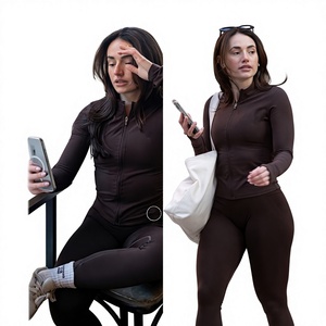Conjunto de Ropa Deportiva para Mujer 2026, Chaqueta con Cierre y Orificios para Pulgares, Pantalones de Yoga Ajustados, Trajes Deportivos Personalizados - Product Image 1