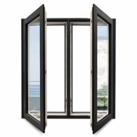 Fenêtre sur mesure en aluminium noir mat, double vitrage, à battants, charnières dissimulées, verre Low-E à l'argon, pour usage résidentiel