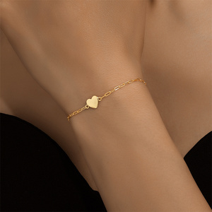 Bracelet chaîne trombone en argent 925 avec perle cœur, bijoux tendance 18 carats - Product Image 5