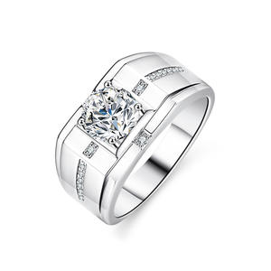 Boutique <span class=keywords><strong>precio</strong></span> al por mayor 2025 nuevo estilo 925 plata esterlina moda plata corte <span class=keywords><strong>brillante</strong></span> Moissanite hombres compromiso anillo de bodas - Product Image 3