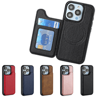 Étui de téléphone magnétique en cuir pour entreprise avec support en PU, porte-cartes, portefeuille et accessoires pour iPhone 16 Pro Max, 15, 14, 13, 12, et séries 17
