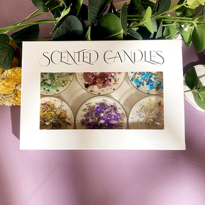 Cadeau de Noël, bougie parfumée en cire de soja avec fleurs séchées et cristaux, paillettes colorées, décoration intérieure, Thanksgiving, Nouvel An, Noël - Product Image 6