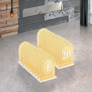 Numéros de table en acrylique doré de luxe 4x6 pouces - Porte-numéros de table de mariage élégants et cintrés pour <span class=keywords><strong>la</strong></span> décoration de réceptions et d'événements - Product Image 3