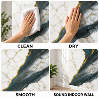 Papier peint autocollant en marbre blanc vert foncé or 60x60cm avec surface en PET et mousse IXPE pour murs intérieurs