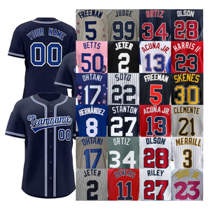2026 rapida asciugatura traspirante MARSH ACUNA JR LINDOR HARPER JETER blu bianco rosso personalizzato da uomo maglia da Softball uniforme maglie da Baseball - Product Image 3