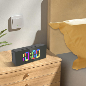 Factory Hot Table Clock Smart <b>Digital</b> Alarm Clock Decoration Gift LED Mirror Clock for Home Office - Product Image 5