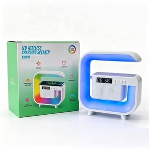 Altavoz para Sala de <span class=keywords><strong>Estudio</strong></span> con Carga Inalámbrica, Luz Ambiental RGB, Reloj, Ahorro de Espacio, Sistema de Audio para Oficina, Escritorio, Cine en Casa - Product Image 4