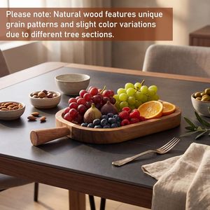 Planche <span class=keywords><strong>de</strong></span> service en bois d'acacia avec poignée, <span class=keywords><strong>plateau</strong></span> rectangulaire pour charcuterie, <span class=keywords><strong>plateau</strong></span> <span class=keywords><strong>de</strong></span> dîner en acacia avec grain naturel - Product Image 2