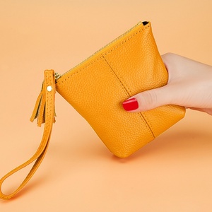 Boshiho Customized Genuine Lychee Pattern Leather Coin Pouch Slim Leather Coin Wallet <b>Small</b> Card Holder - Product Image 4